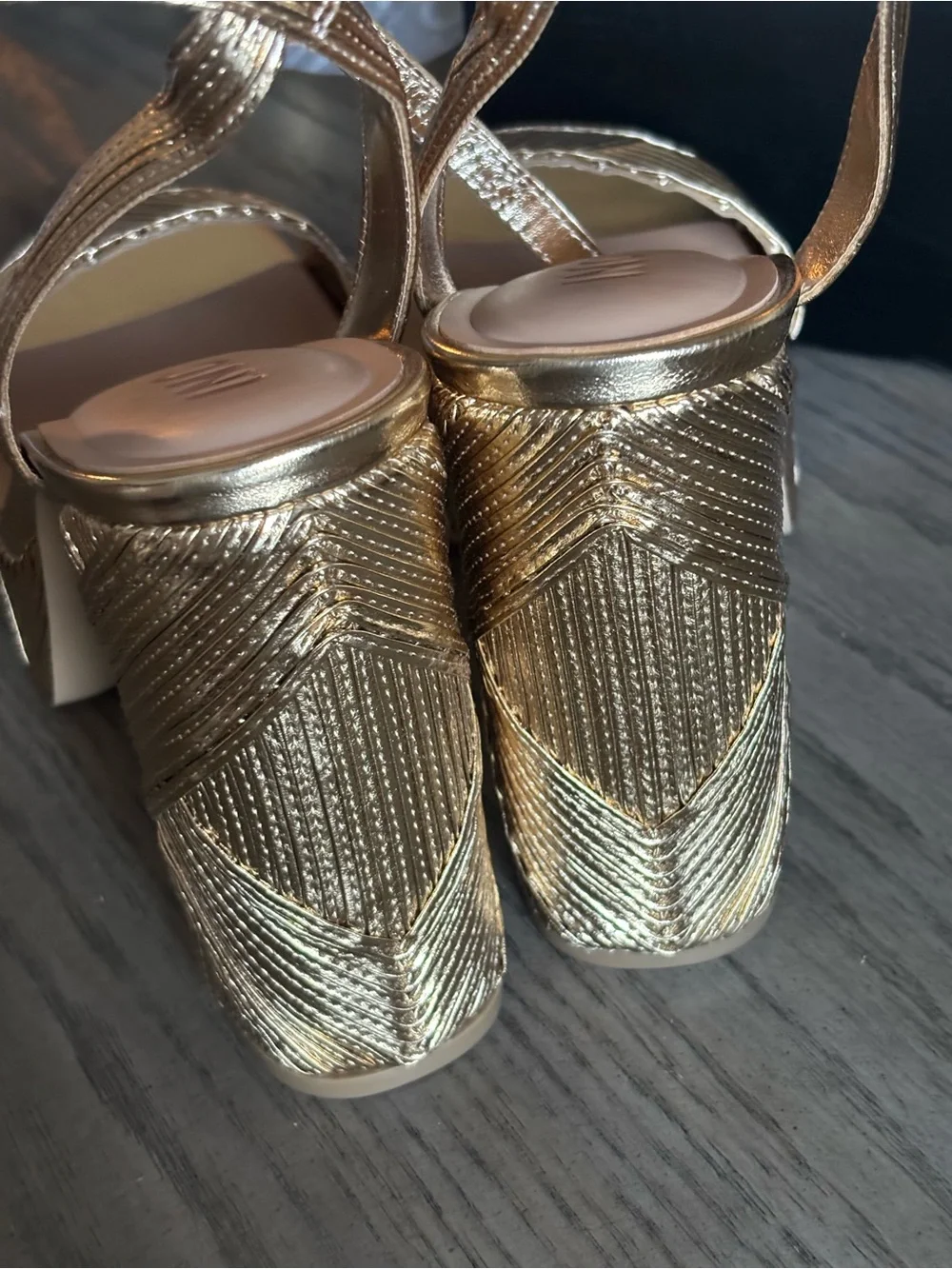 INC International Concepts Metallic Gold Platform Block Heel Sandals size 9.5